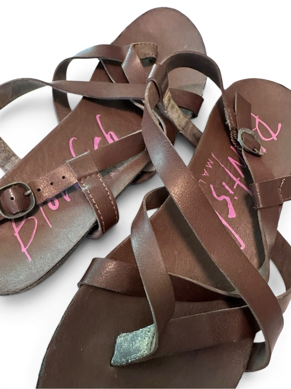 Blowfish Brown Strappy Leather Wrap Sandals